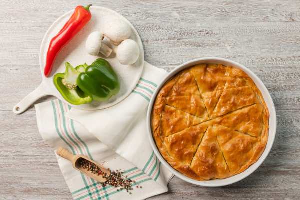 Savoury Mushroom, Bell Pepper and Chicken Pie