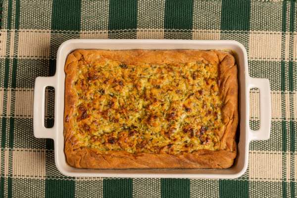 Rustic zucchini & trahana open-face pie